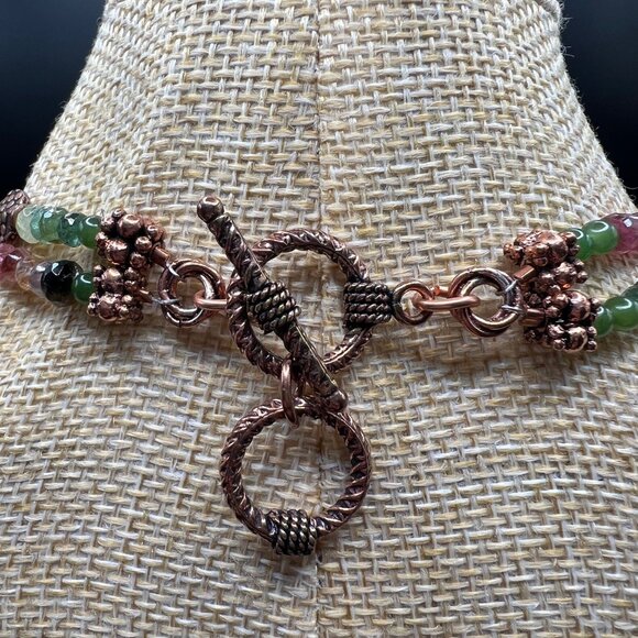 Artisan Elbaite & Copper Necklace with Wire-wrapped Aventurine Pendant - Picture 5 of 6
